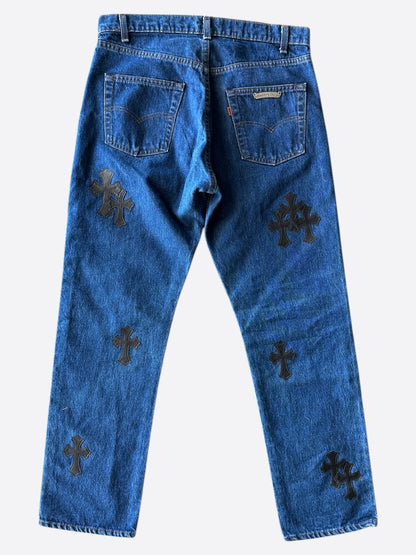 Chrome Hearts Levis Blue & Black Cross Patch Jeans