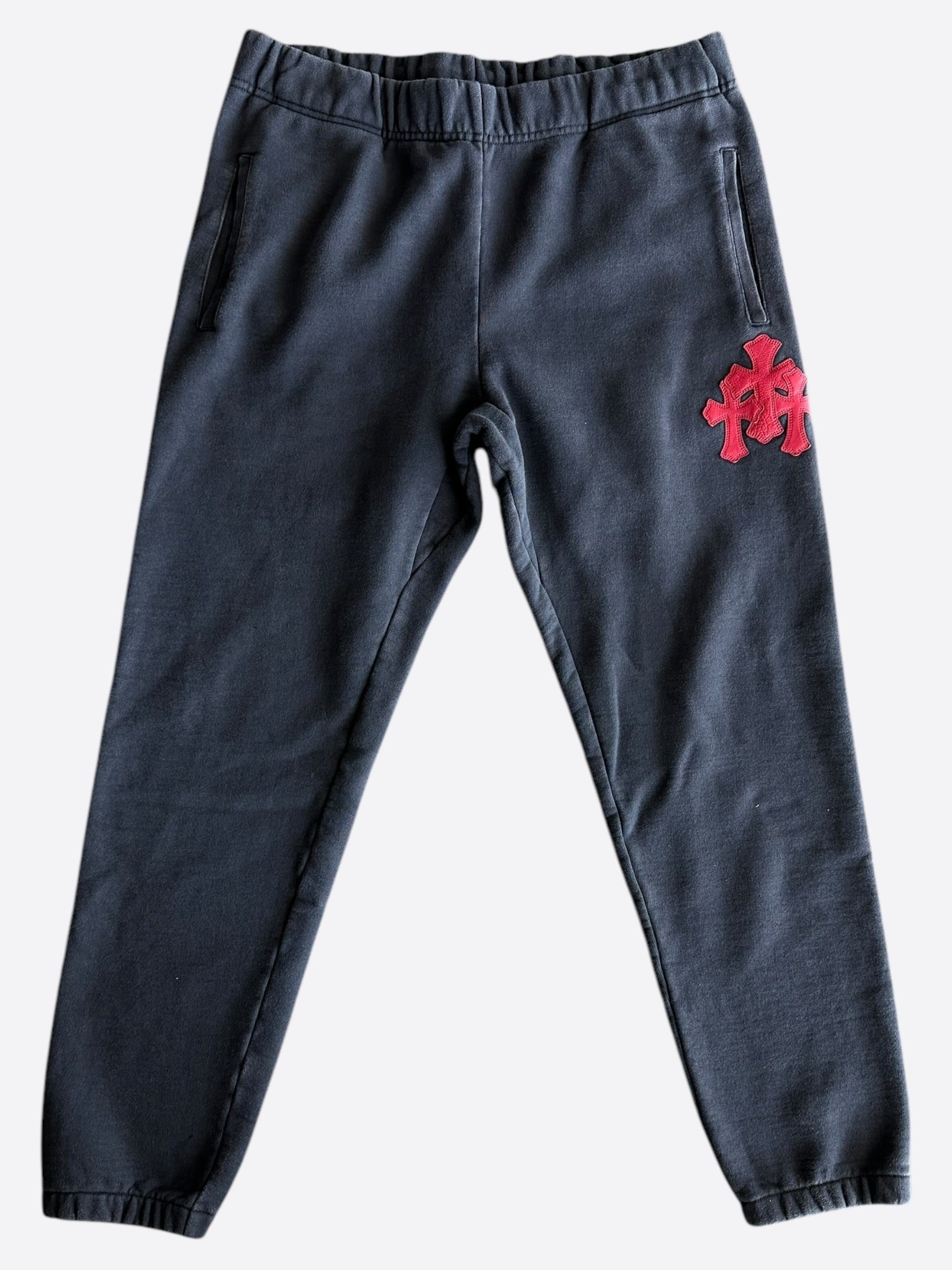 Chrome Hearts Navy & Red Triple Cross Patch Paper Jam Sweatpants ...