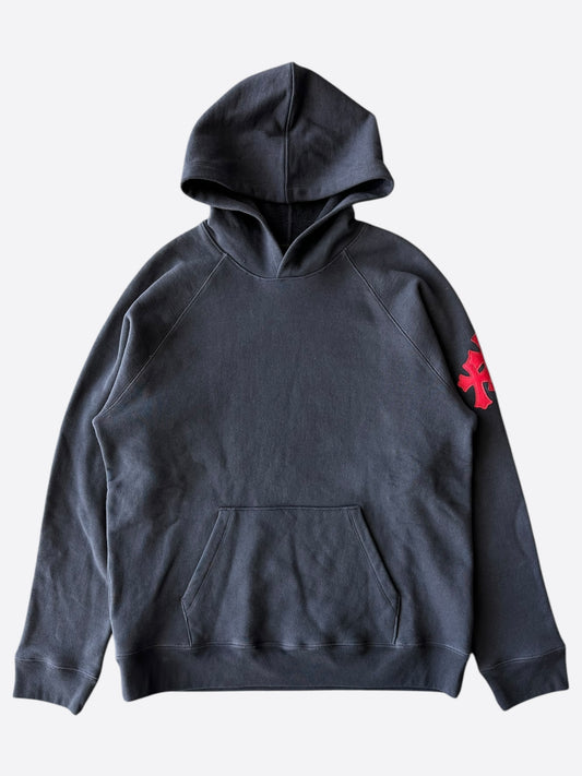 Chrome Hearts Navy & Red Triple Cross Patch Paper Jam Hoodie