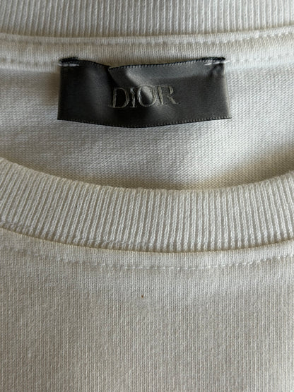 Dior White & Yellow CD Icon Embroidered T-Shirt
