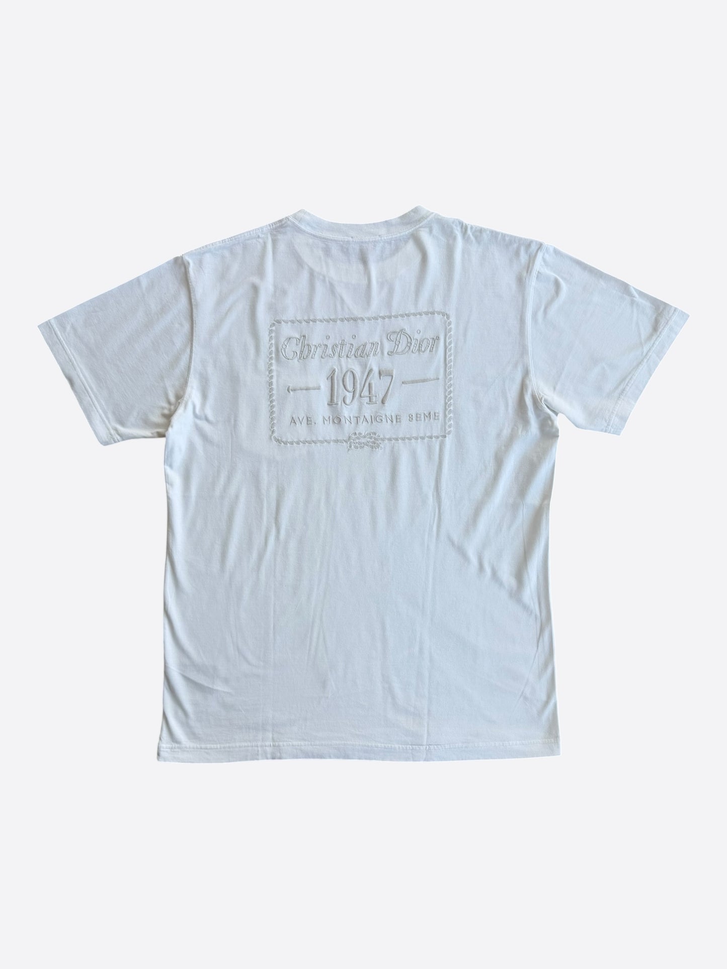 Dior White 1947 Embroidered Logo T-Shirt