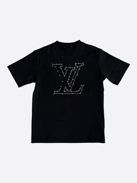 Louis Vuitton Black & White LV Stitch Logo T-Shirt