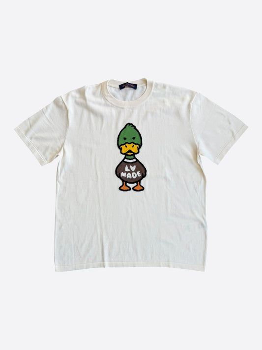 Louis Vuitton Nigo Cream Duck Logo Intarsia T-Shirt