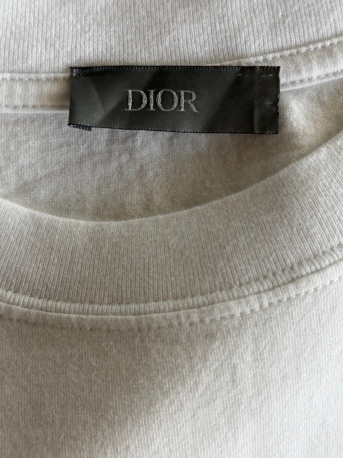 Dior White & Grey Atelier Embroidered Logo T-Shirt