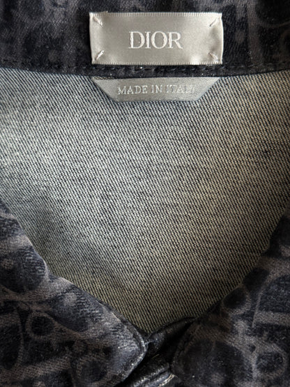 Dior Dark Blue Oblique Velour Button Up Shirt
