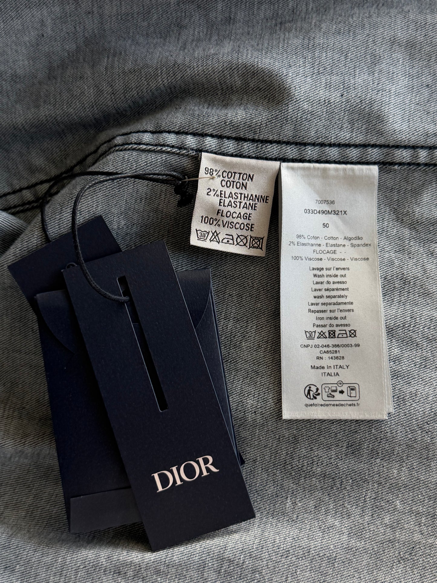 Dior Dark Blue Oblique Velour Button Up Shirt