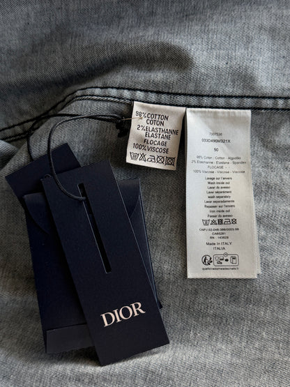 Dior Dark Blue Oblique Velour Button Up Shirt