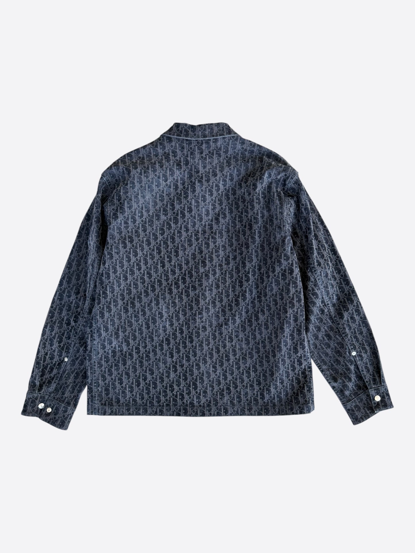 Dior Dark Blue Oblique Velour Button Up Shirt