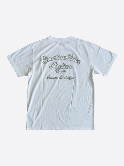 Dior White & Grey Atelier Embroidered Logo T-Shirt