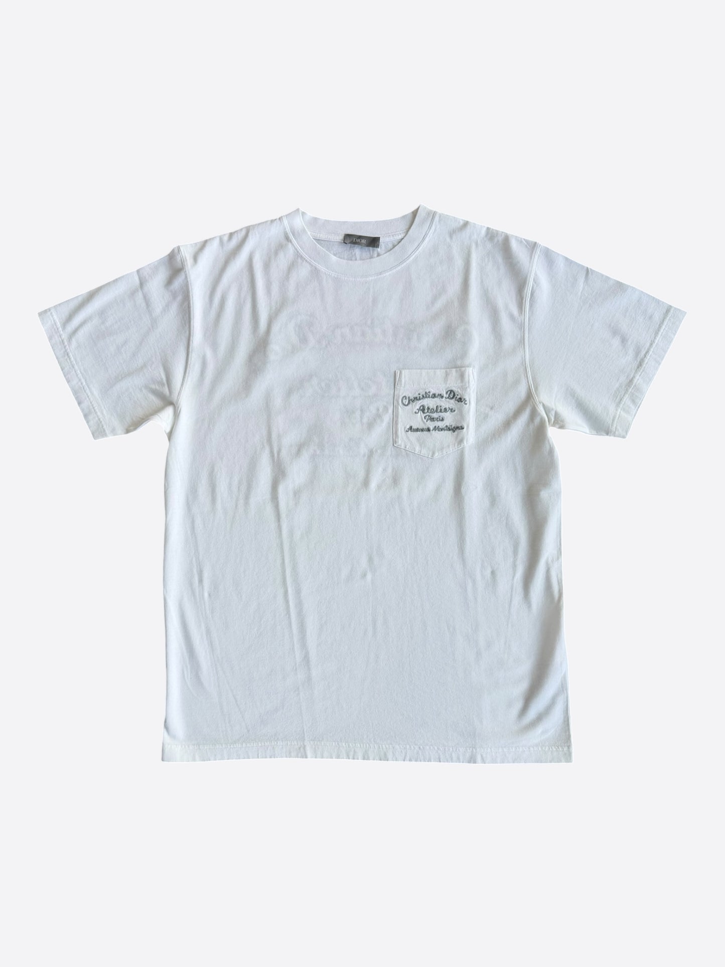 Dior White & Grey Atelier Embroidered Logo T-Shirt