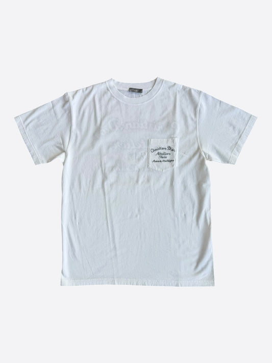 Dior White & Grey Atelier Embroidered Logo T-Shirt
