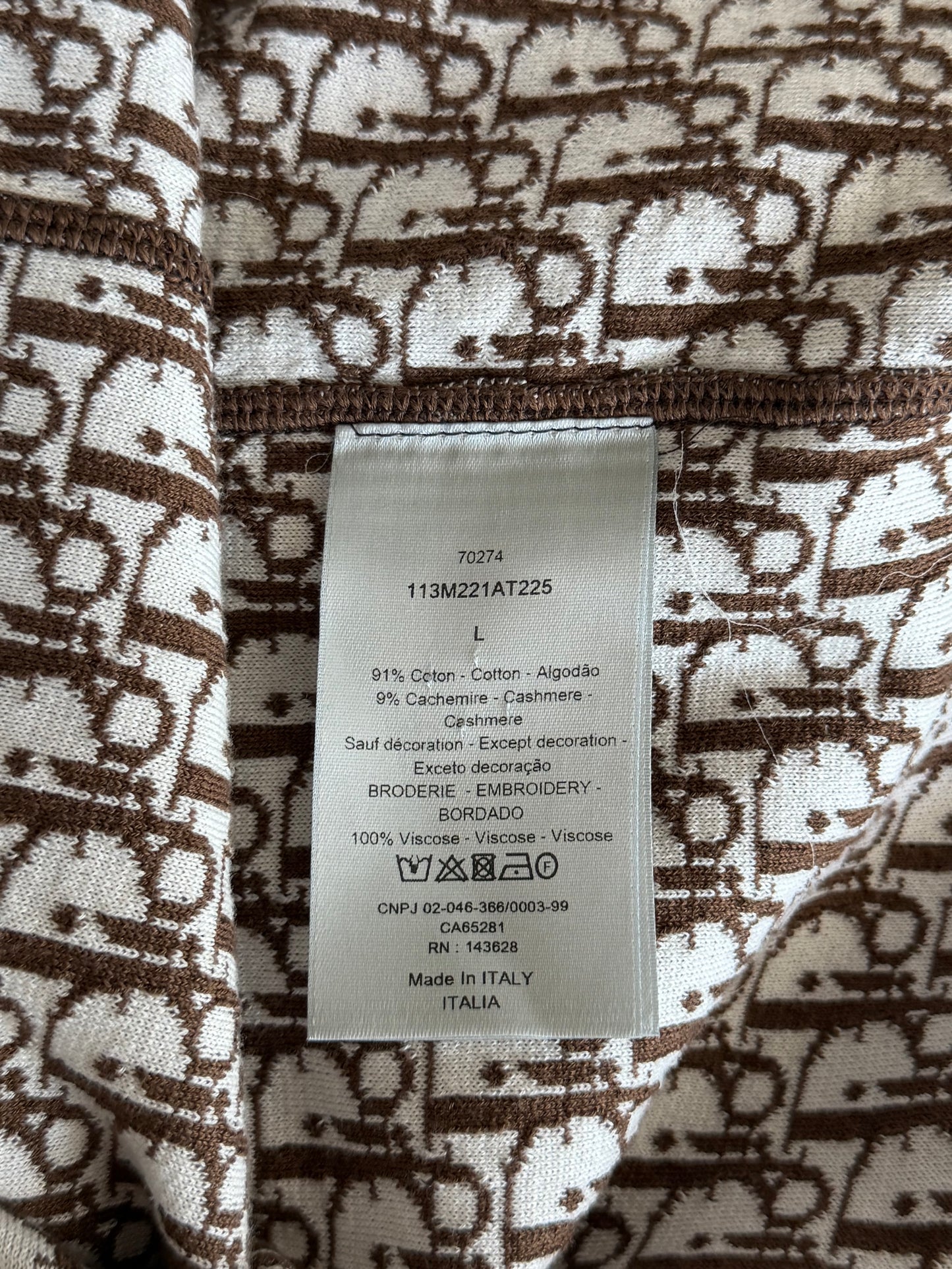 Dior Brown Oblique Zip Up Hoodie