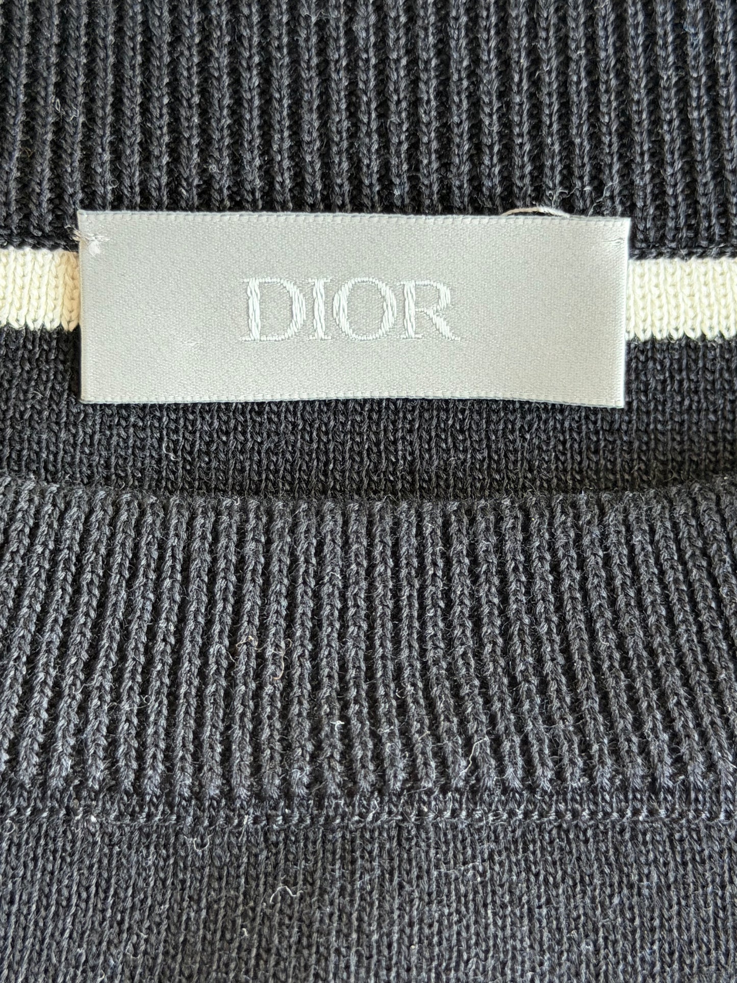Dior Black & White Striped Logo Longsleeve T-Shirt