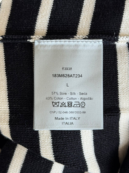 Dior Black & White Striped Logo Longsleeve T-Shirt