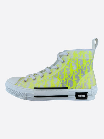 Dior White & Yellow Oblique B23 Sneakers