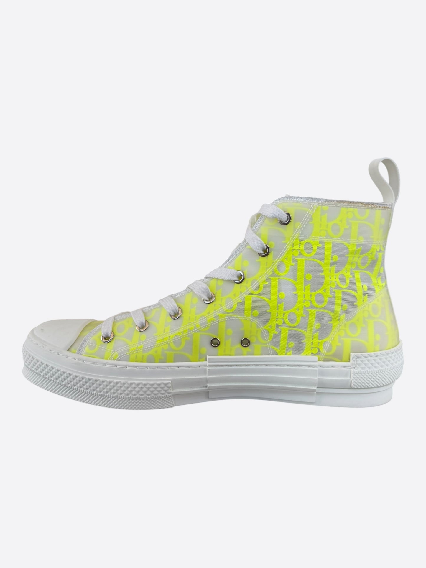 Dior White & Yellow Oblique B23 Sneakers