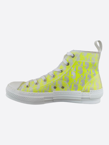 Dior White & Yellow Oblique B23 Sneakers