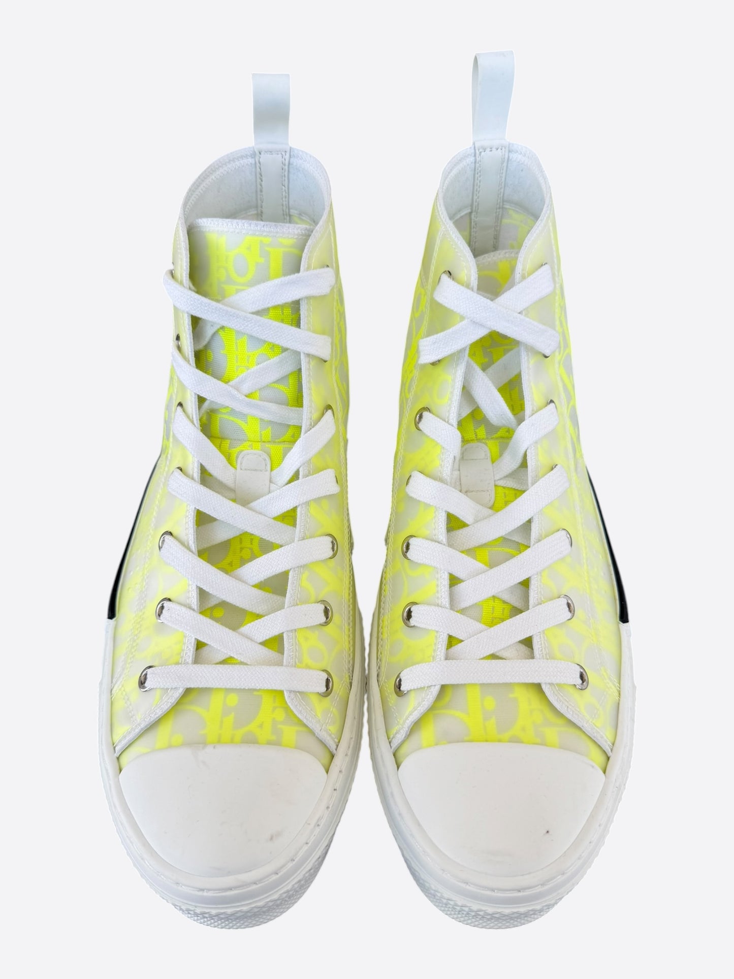 Dior White & Yellow Oblique B23 Sneakers