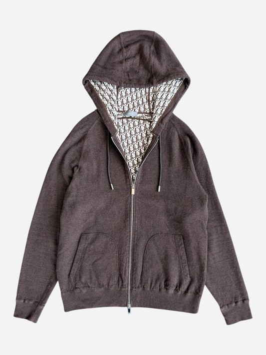 Dior Brown Oblique Zip Up Hoodie