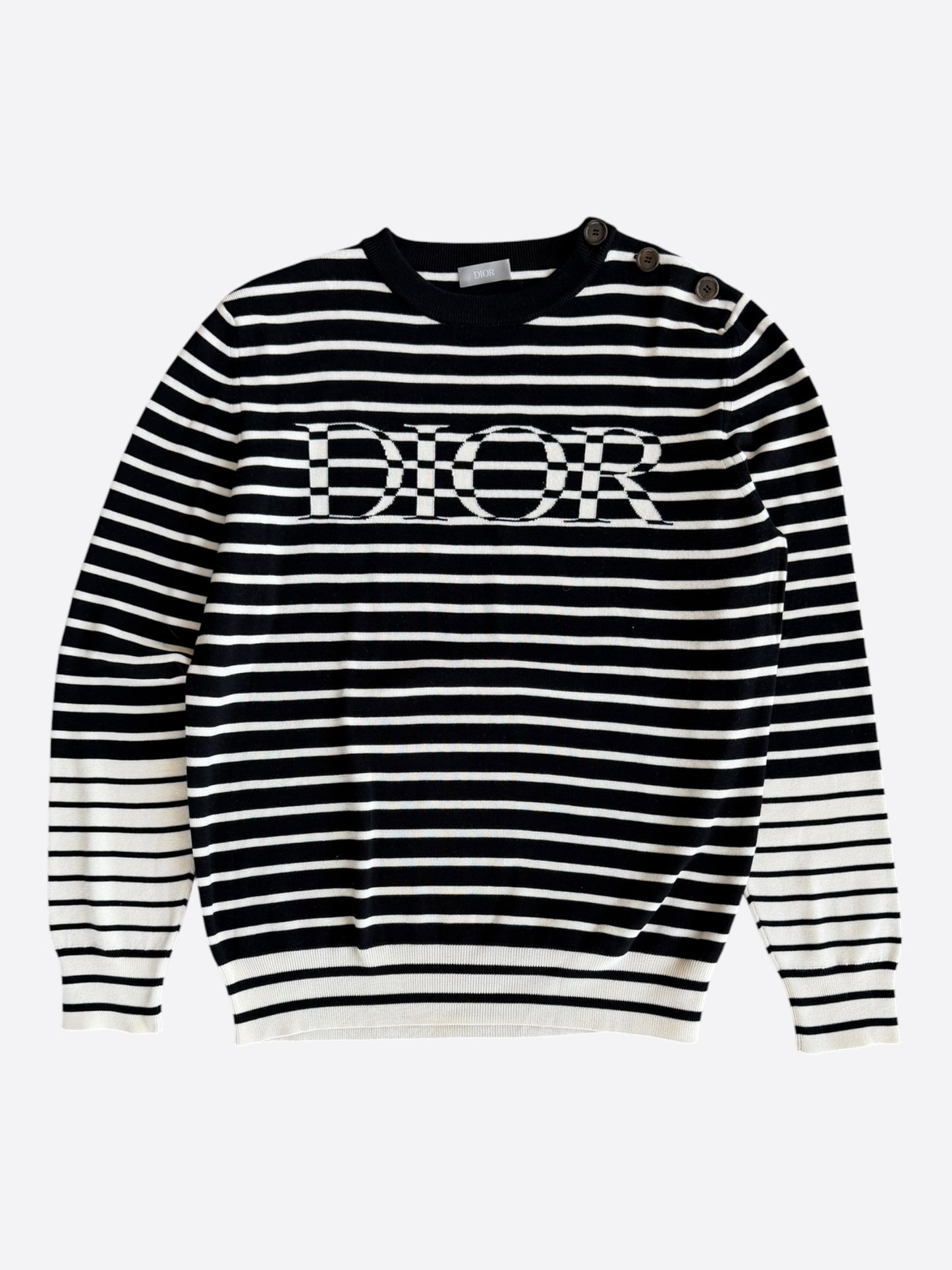 Dior Black & White Striped Logo Longsleeve T-Shirt