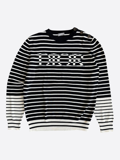 Dior Black & White Striped Logo Longsleeve T-Shirt