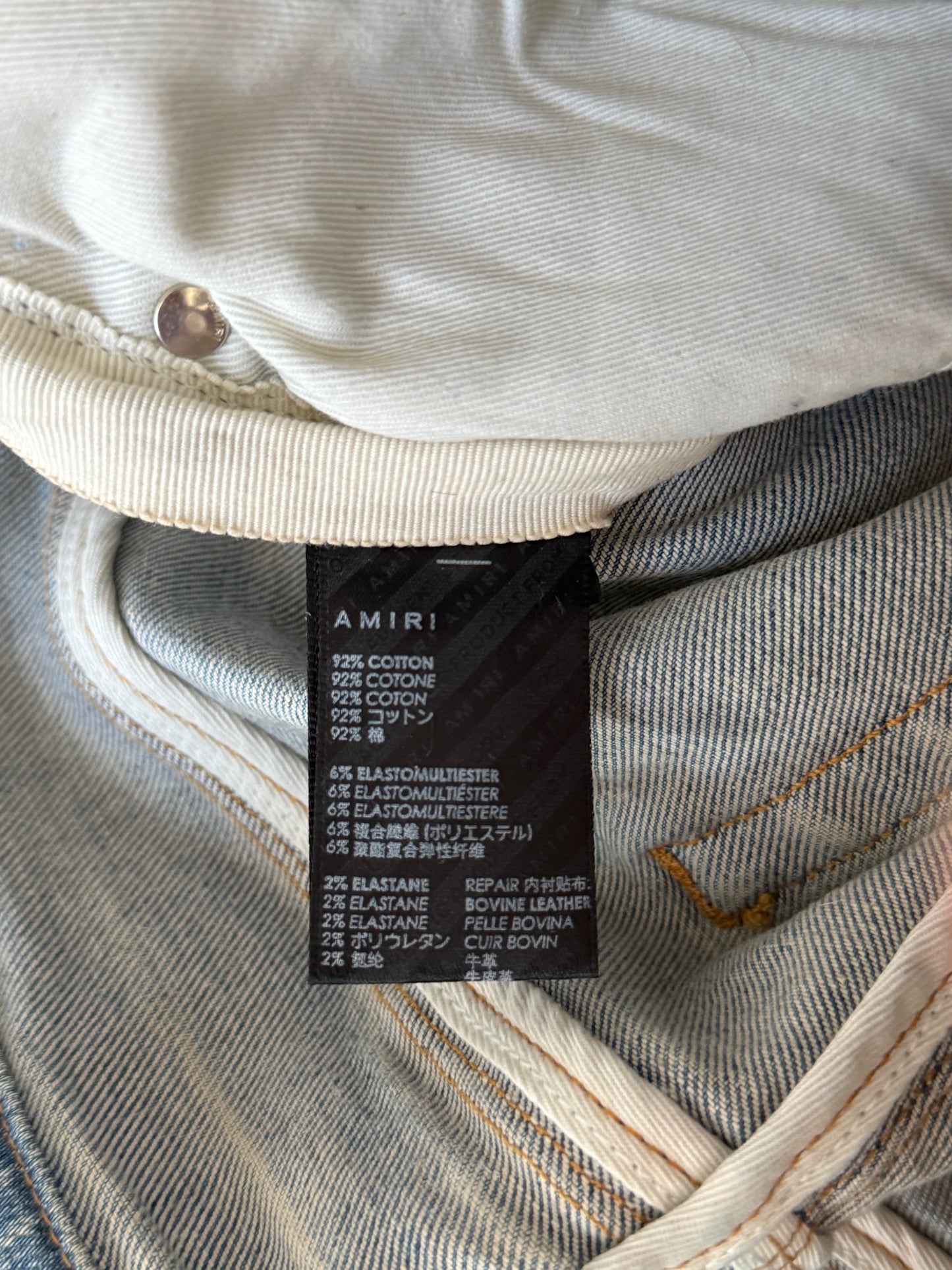 Amiri Clay Indigo & Tiger Patch Thrasher Jeans