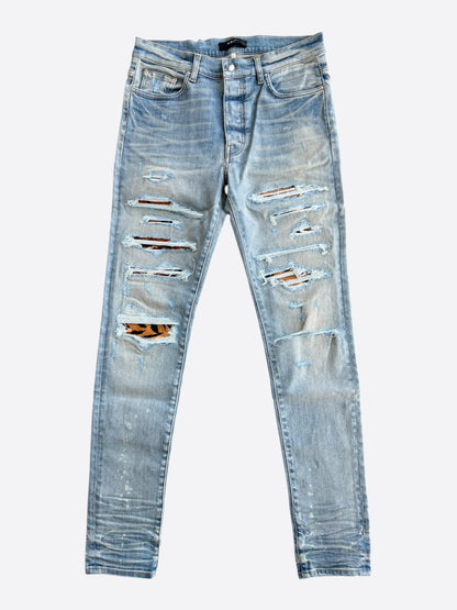 Amiri Clay Indigo & Tiger Patch Thrasher Jeans