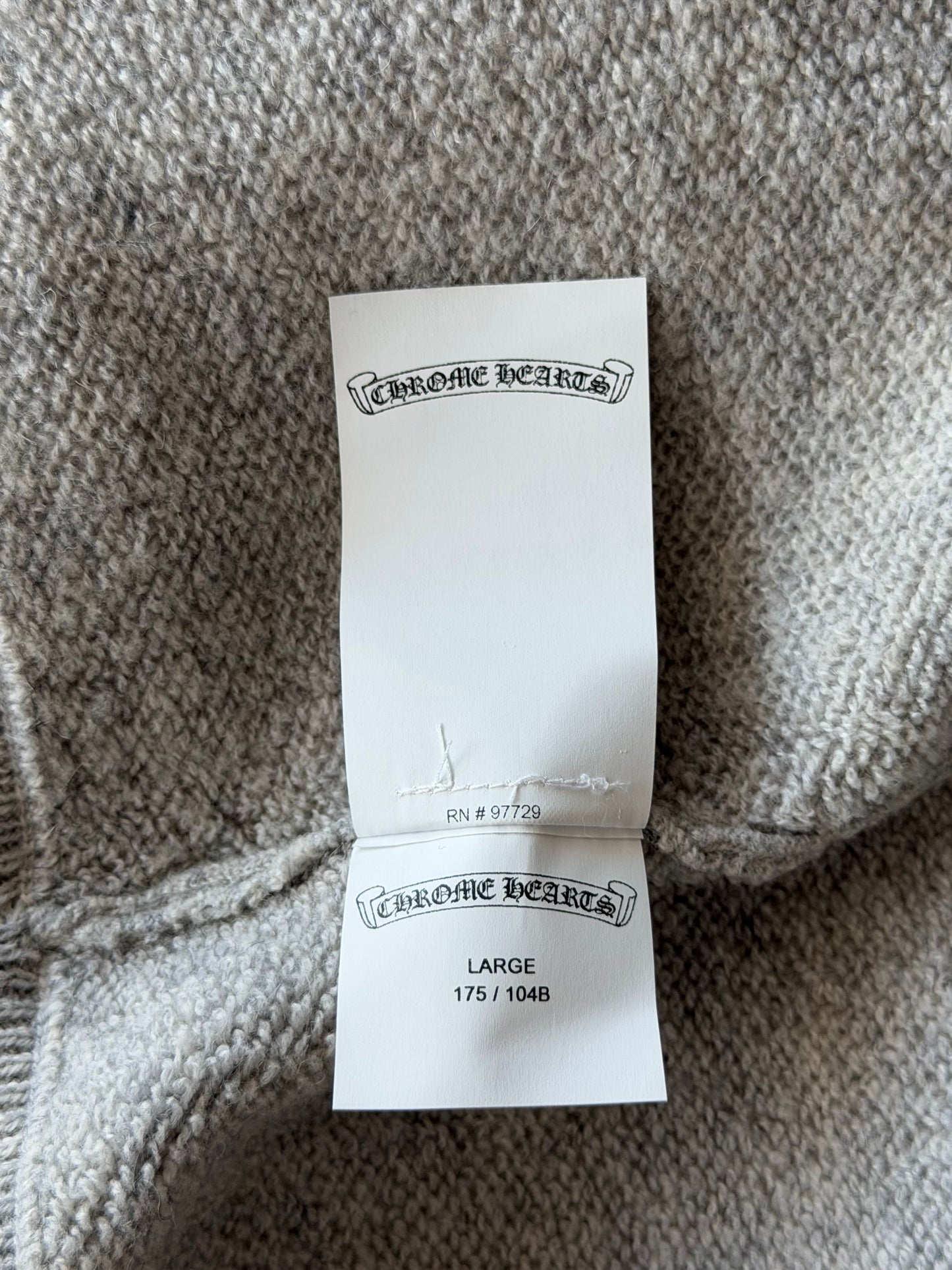 Chrome Hearts Grey & Black Embroidered Cashmere Zip Up Hoodie