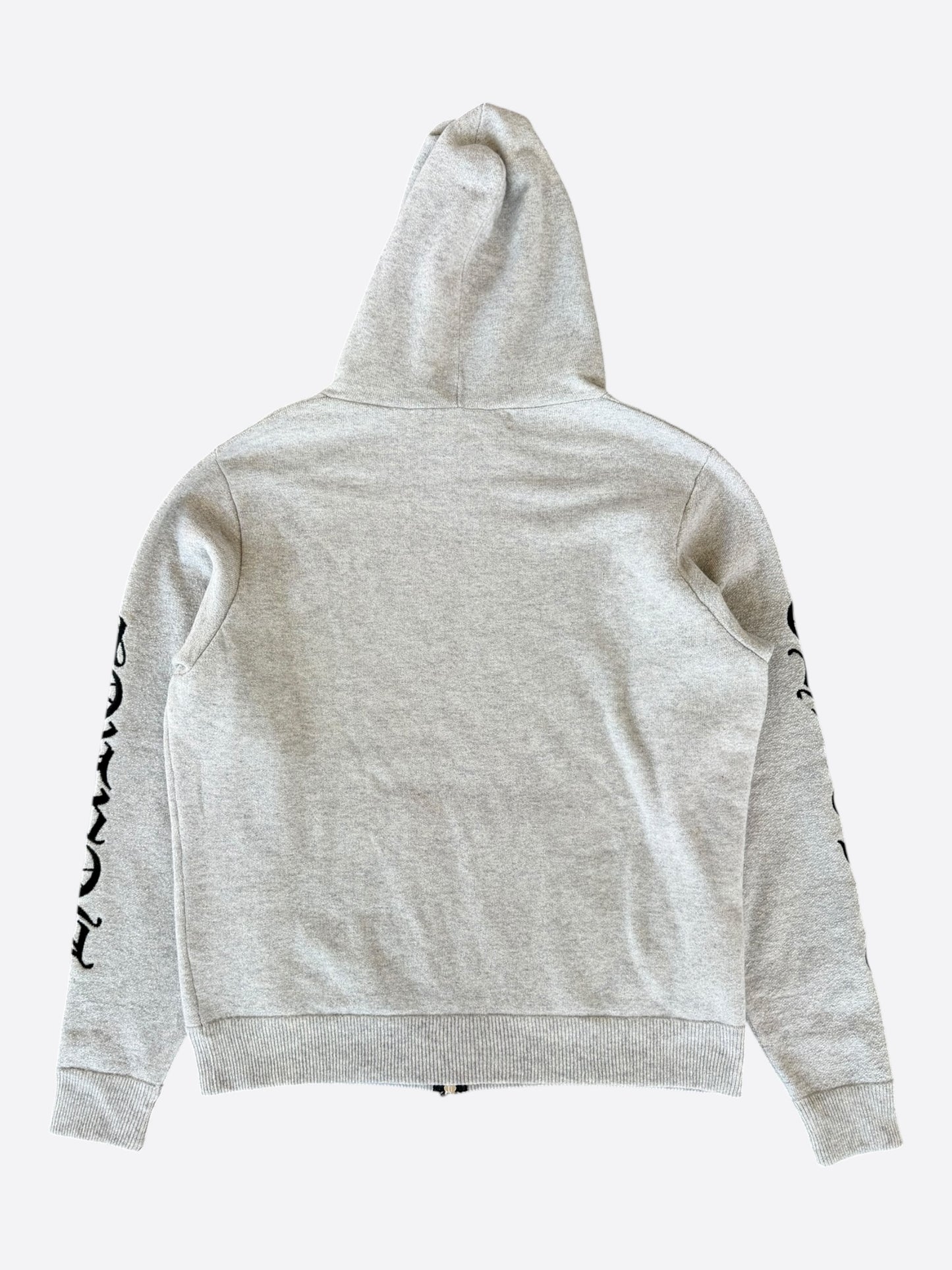 Chrome Hearts Grey & Black Embroidered Cashmere Zip Up Hoodie