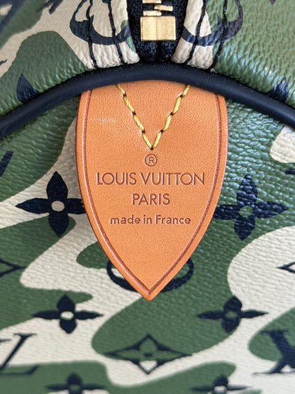 Louis Vuitton Takashi Murakami Green Camouflage Monogram Speedy 35
