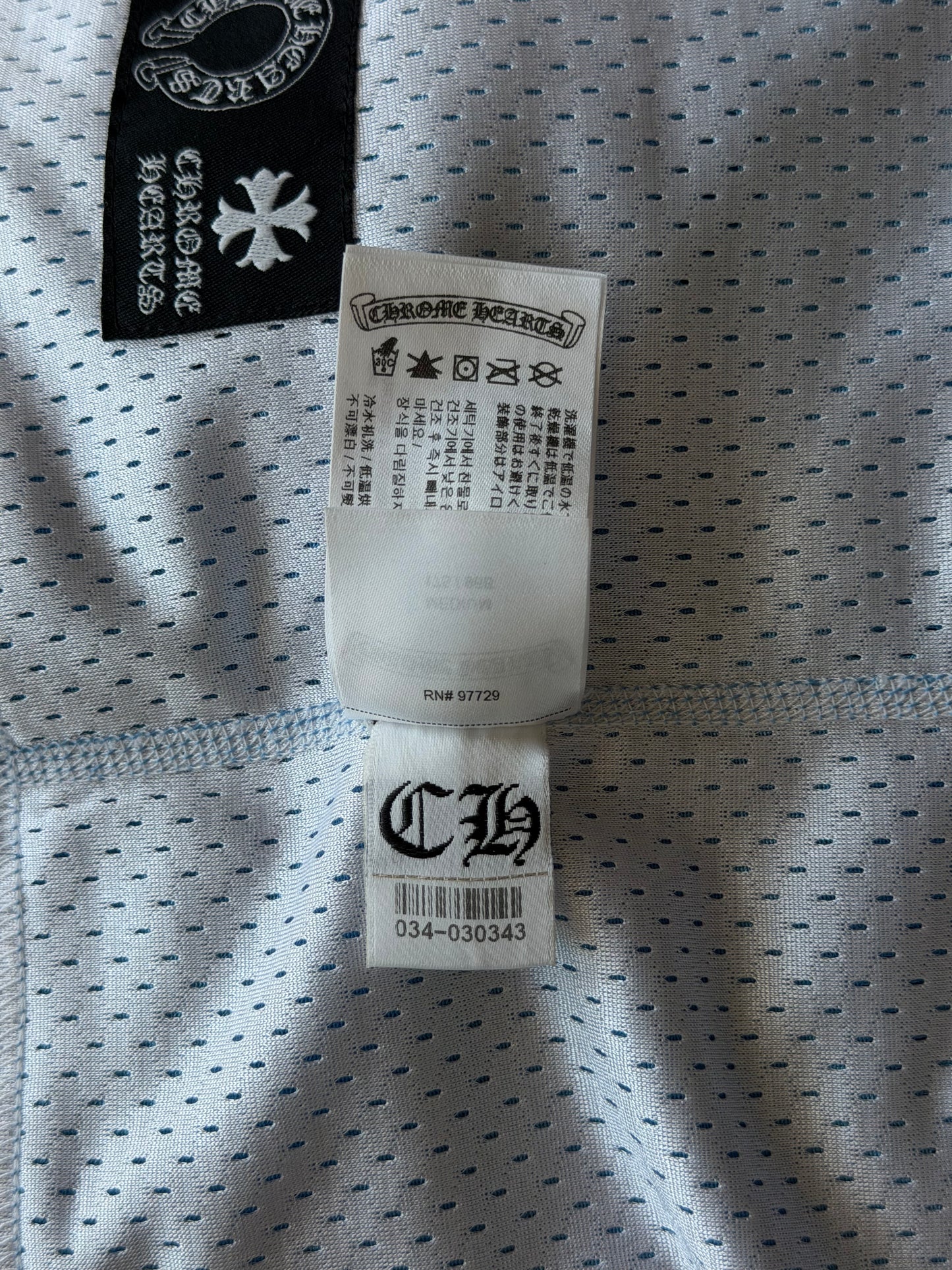 Chrome Hearts Blue & White Logo Reversible Mesh Jersey
