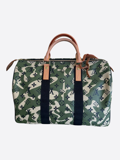 Louis Vuitton Takashi Murakami Green Camouflage Monogram Speedy 35