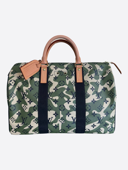 Louis Vuitton Takashi Murakami Green Camouflage Monogram Speedy 35
