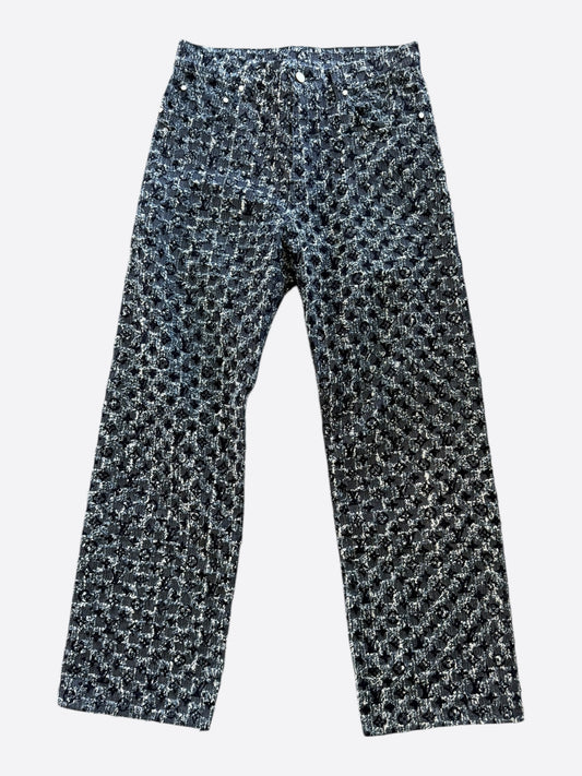 Louis Vuitton Blue Flocked Monogram Skate Jeans