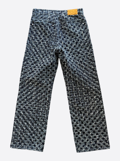 Louis Vuitton Blue Flocked Monogram Skate Jeans