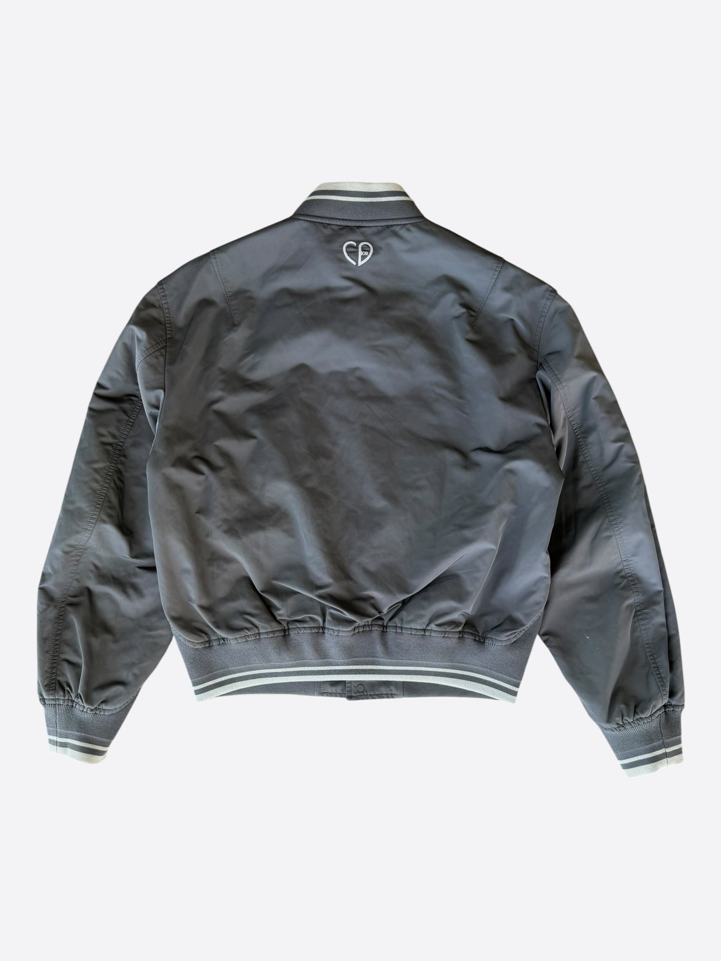 Dior Grey & White Atelier Embroidered Bomber Jacket