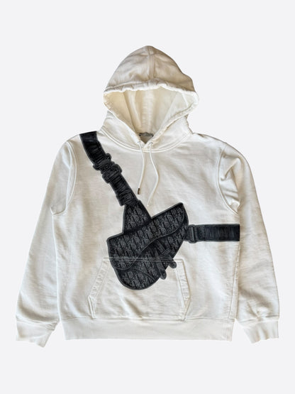 Dior White Oblique Saddle Bag Hoodie