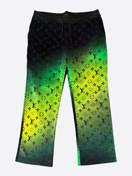 Louis Vuitton Green, Black & Yellow Gradient Monogram Velvet Pants