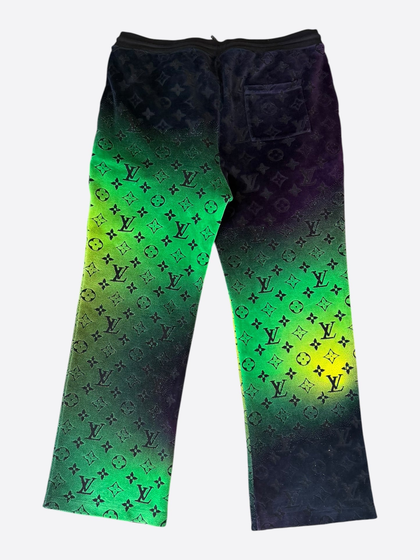 Louis Vuitton Green, Black & Yellow Gradient Monogram Velvet Pants