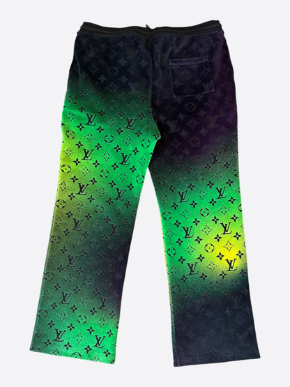 Louis Vuitton Green, Black & Yellow Gradient Monogram Velvet Pants