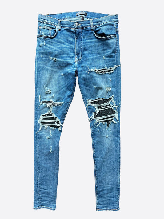 Amiri Blue Snakeskin Mx1 Distressed Denim