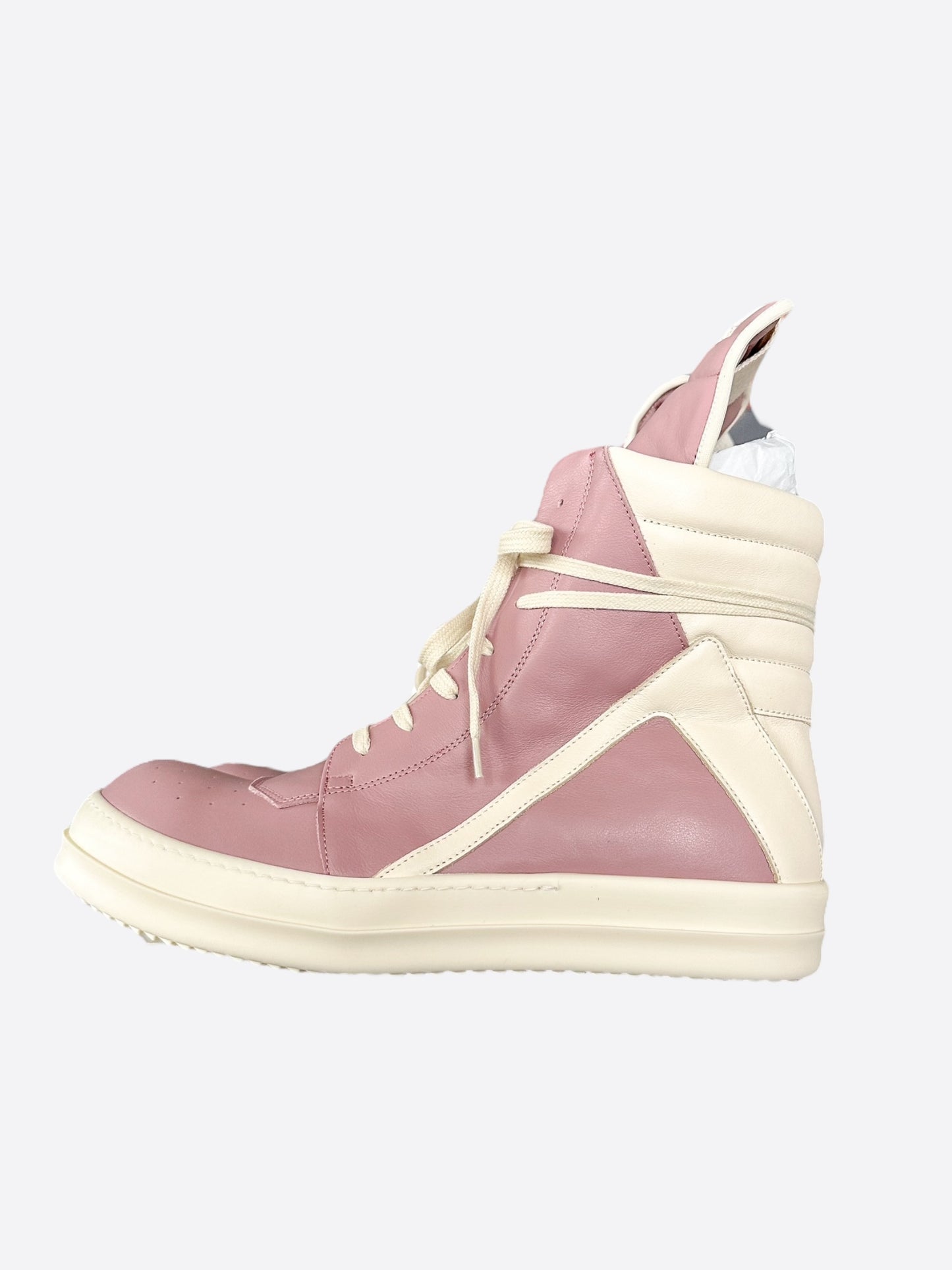 Rick Owens Pink & White Geobasket Sneakers