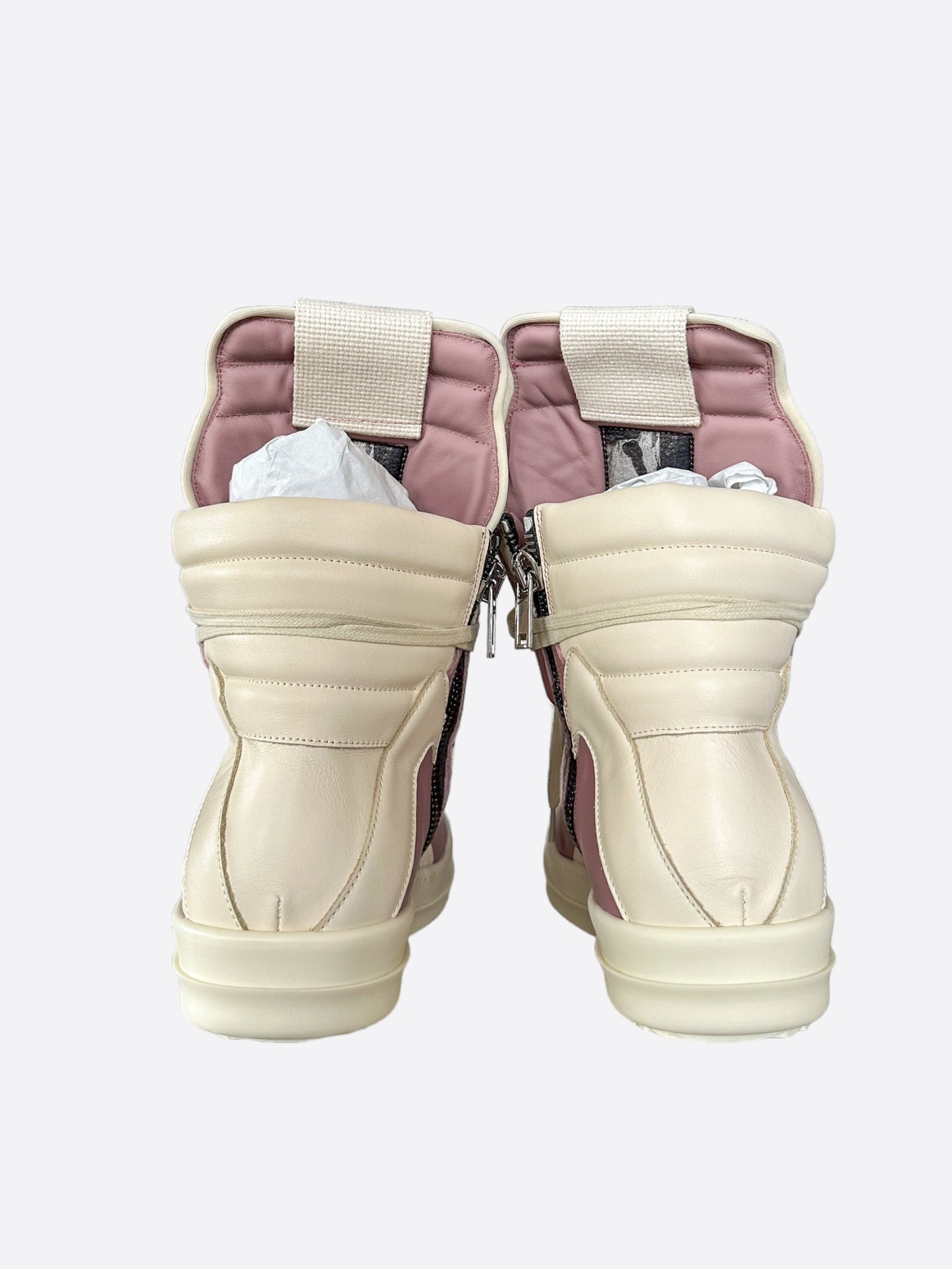 Rick Owens Pink & White Geobasket Sneakers