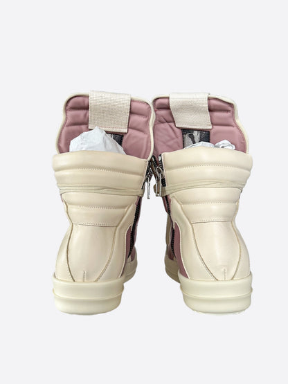 Rick Owens Pink & White Geobasket Sneakers