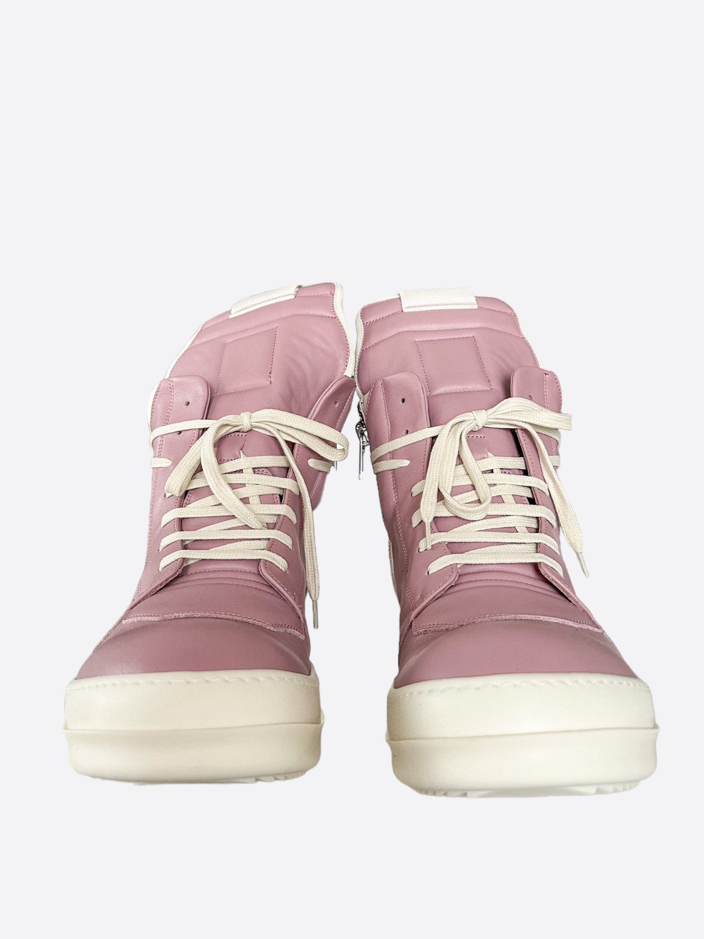 Rick Owens Pink & White Geobasket Sneakers