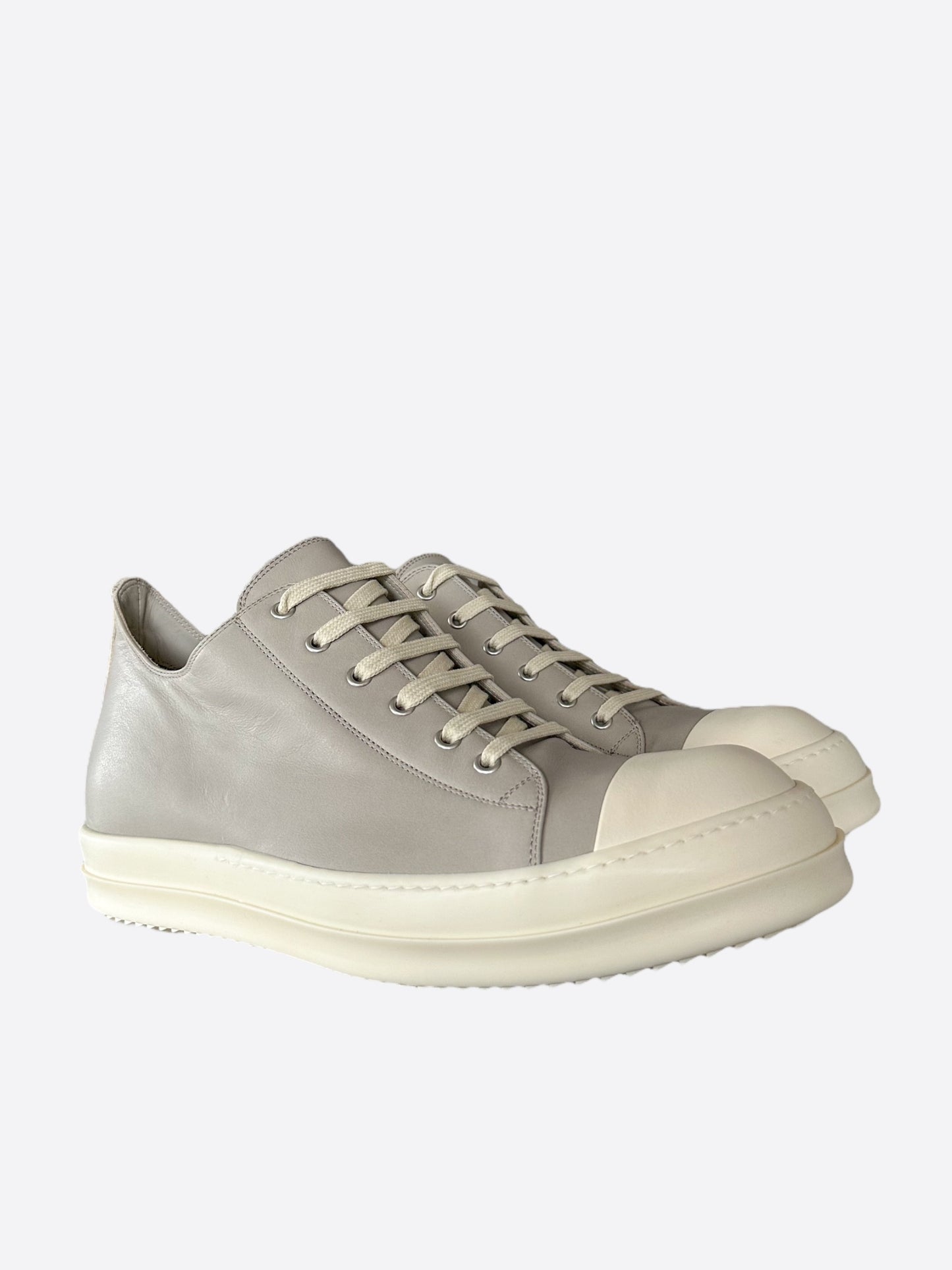 Rick Owens Grey & White Low Top Sneakers