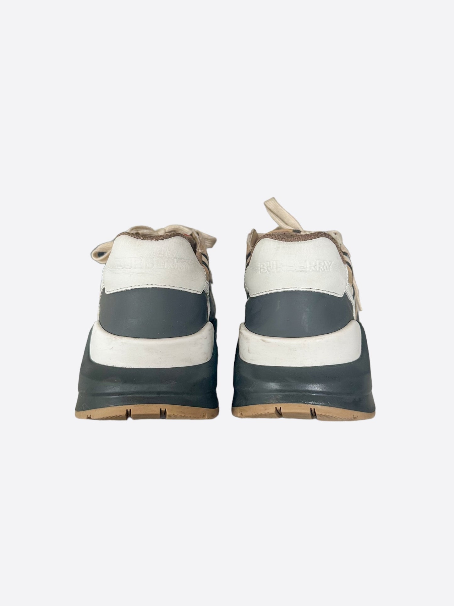 Burberry Grey & Tan Check Sneakers