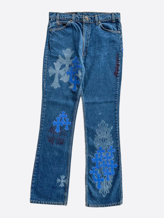 Chrome Hearts Levis Blue Cross Patch Stencil Jeans