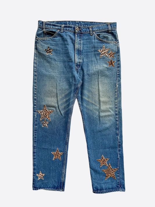 Chrome Hearts Levis Blue Cheetah Star Patch Jeans