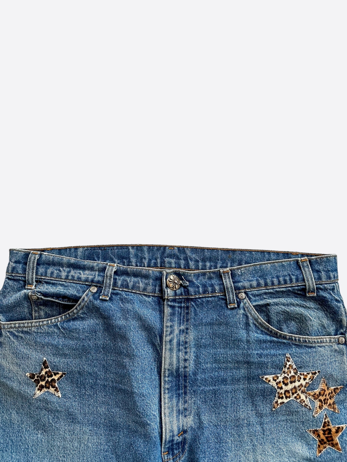 Chrome Hearts Levis Blue Cheetah Star Patch Jeans